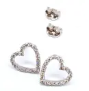 Diamond Heart Shaped Earrings Solid 14K White Gold Jewelry Natural 44 / .37 ct