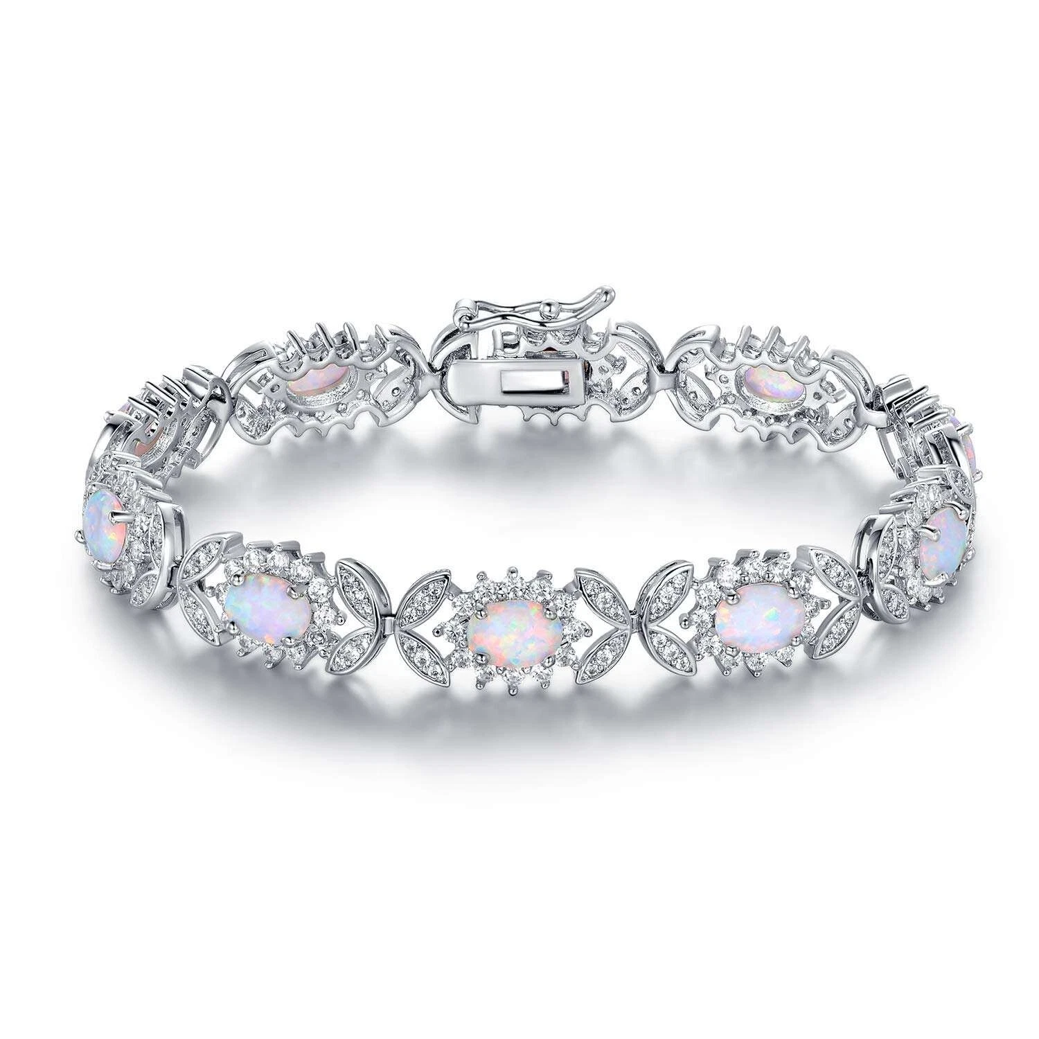 Hawaii White Opal Oval Bracelet Sterling Sliver Jewelry For Women Girl